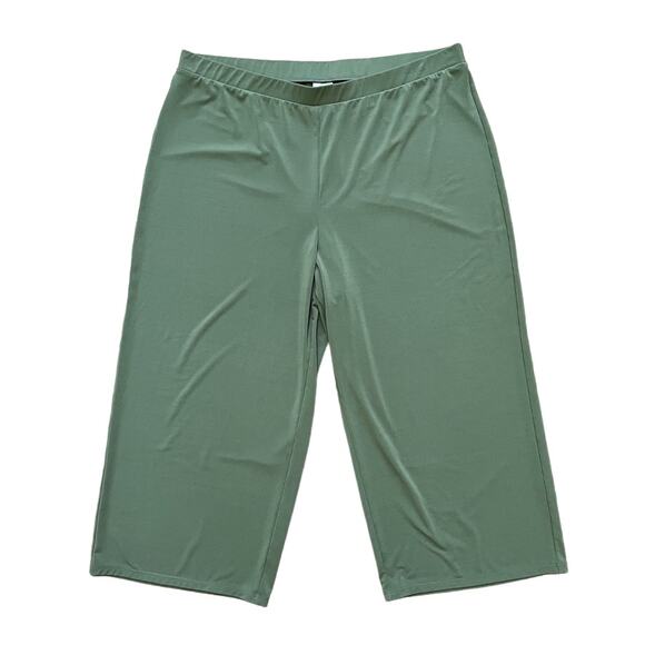 CHICO'S Wide Leg Crop Stretchy Pull On Pants in Olive Green SZ XL - Picture 1 of 9